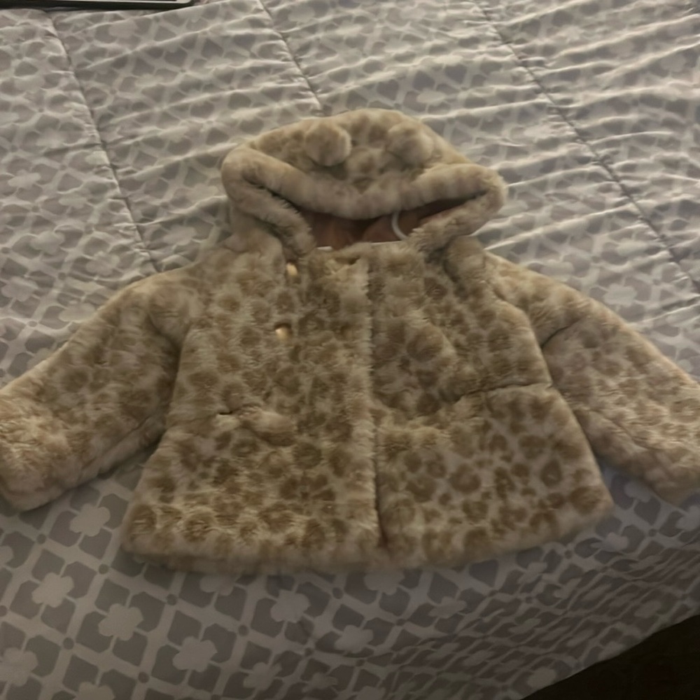 Toddler faux fur animal print coat